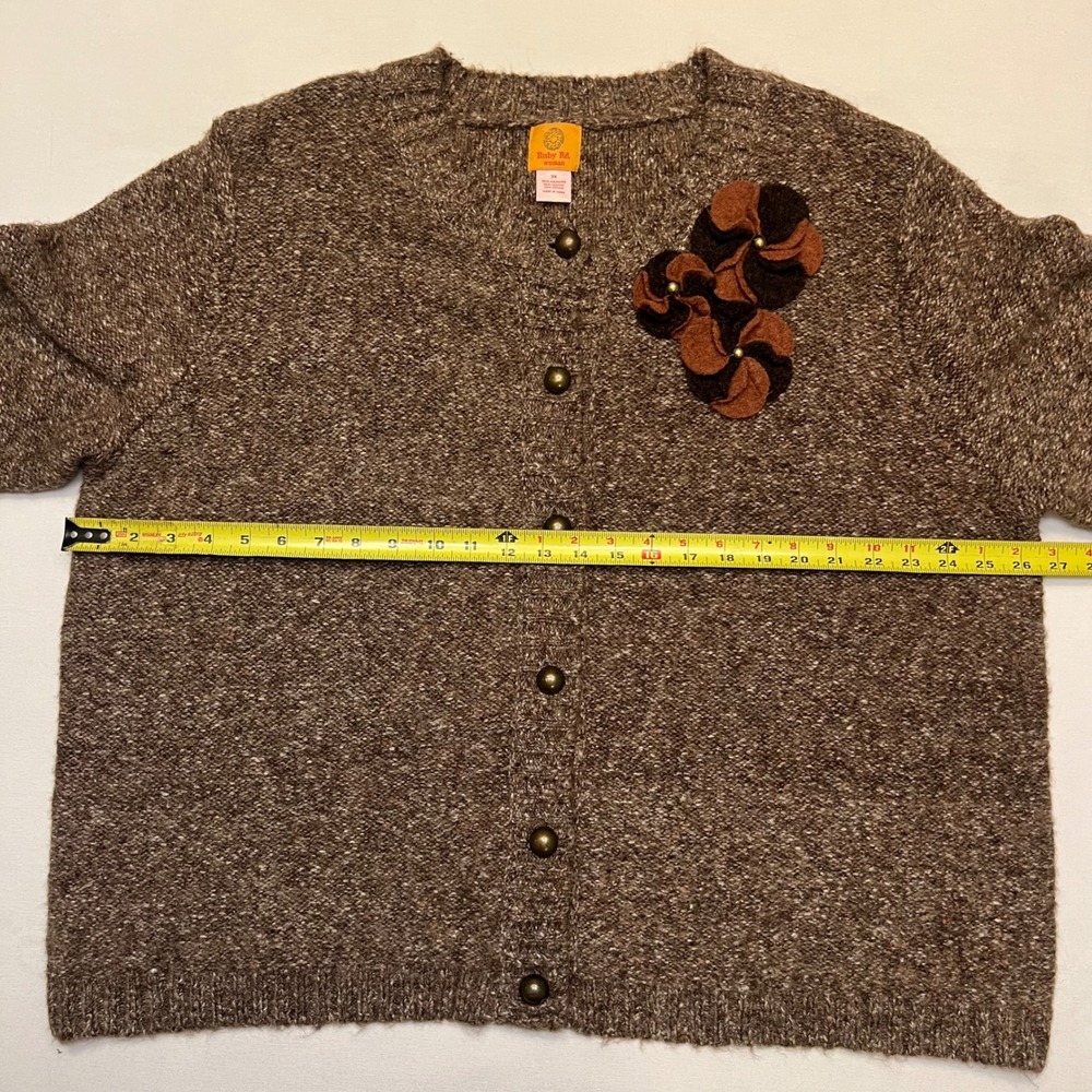 Ruby Rd. Brown Speckled‎ Button Front Flower Appl… - image 7